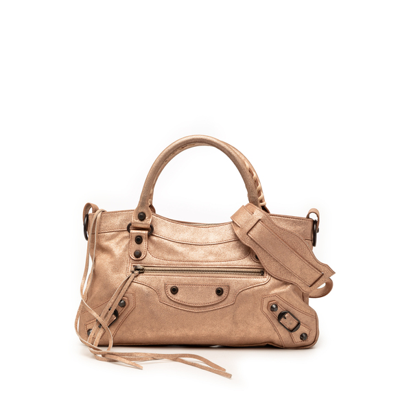Balenciaga Handbags - Pre-Loved Balenciaga Metallic Craquele Suede Motocross Classic First Satchel